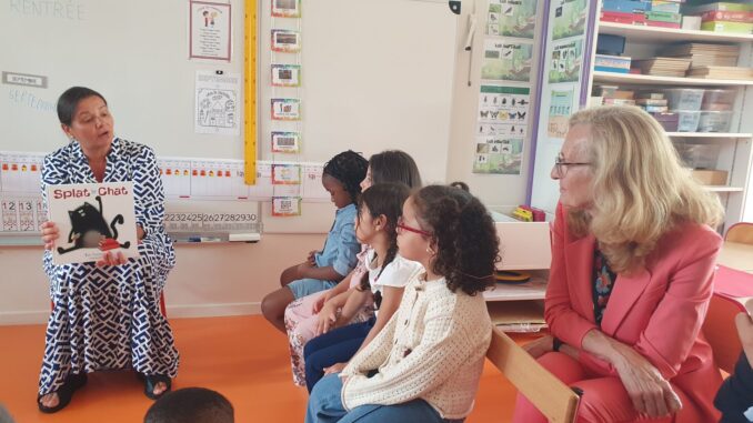 Visite de Nicole Belloubet à l'école Kergomard au cours de la rentrée 2024. Photo Thomas Derais