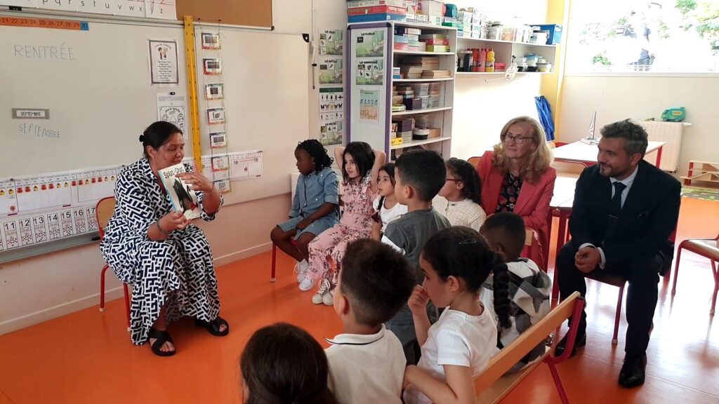 Visite de Nicolle Belloubet à l'école Kergomard au cours de la rentrée 2024. Photo Thomas Derais